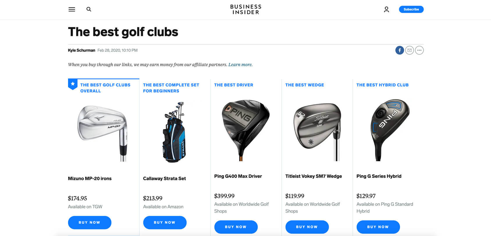 afiliate golf clubs