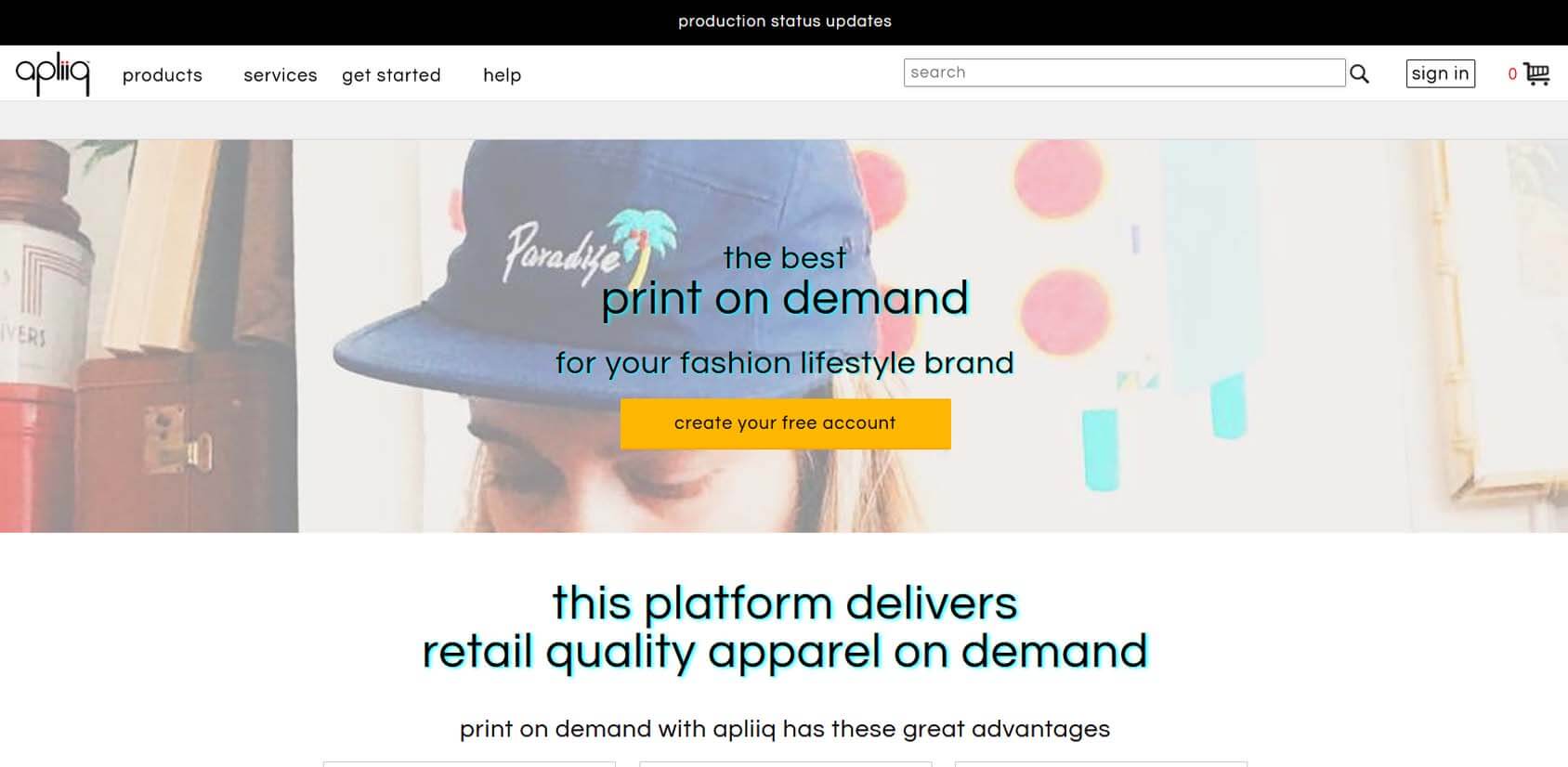 Apliiq Print On Demand Homepage