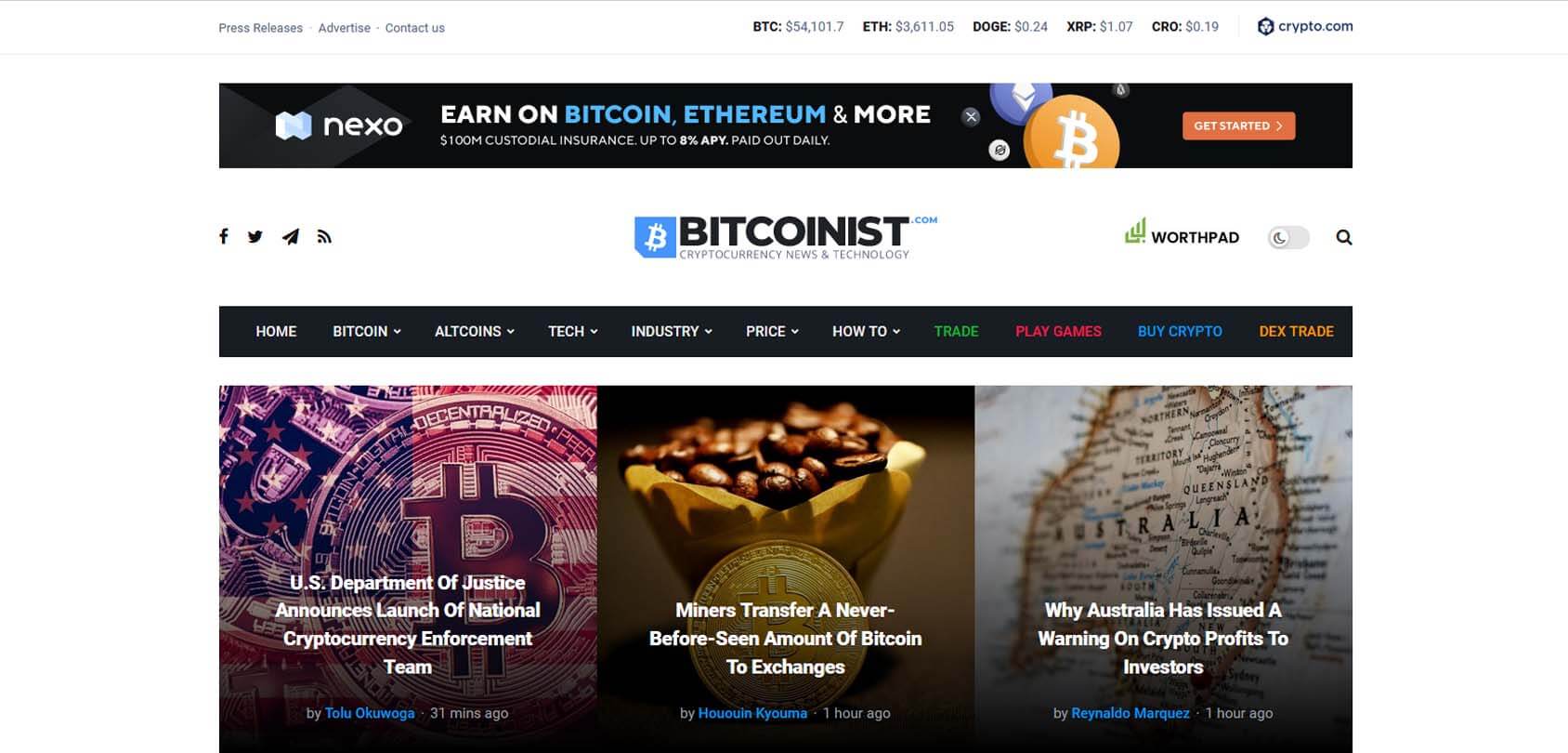 Bitcoinist Homepage