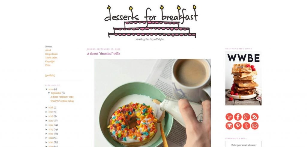 Desserts for Breakfast Homepage