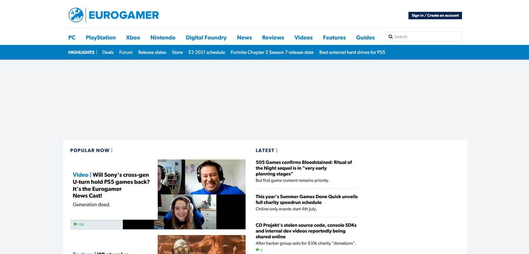 Euro Gamer Homepage