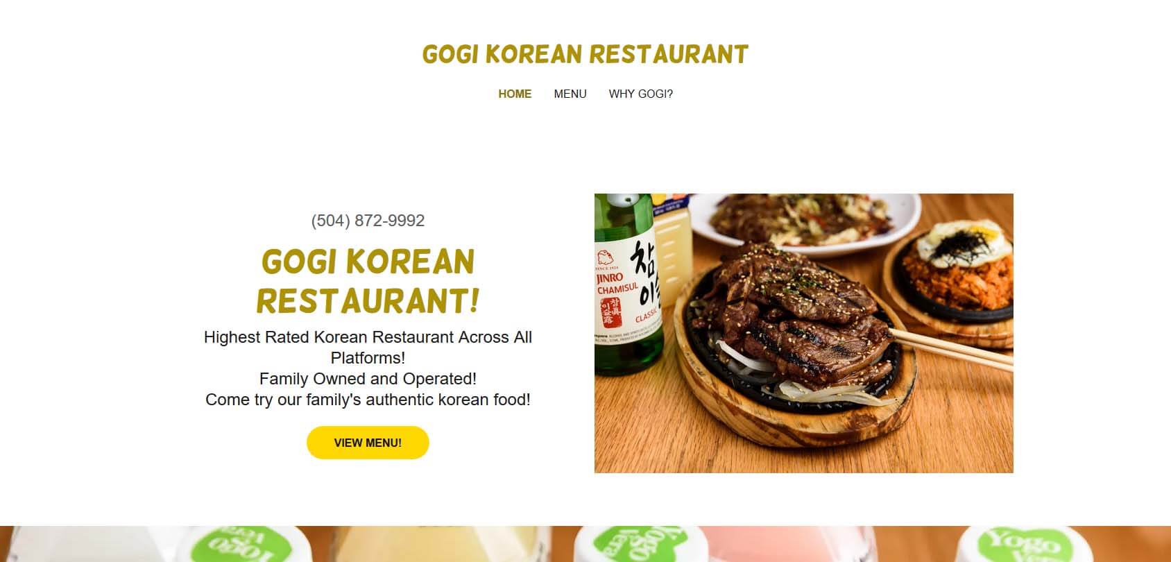 Gogi Korean Restaurant Homepage