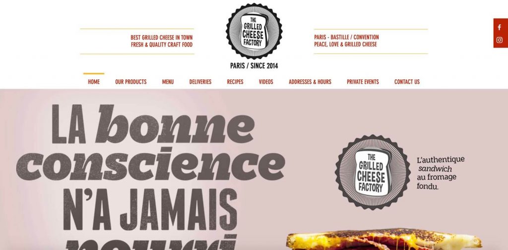 grilled cheese factory homepage