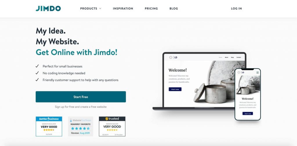 jimdo home page