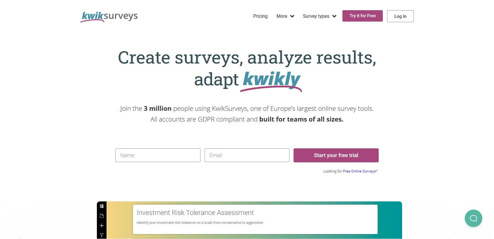 KwikSurveys homepage