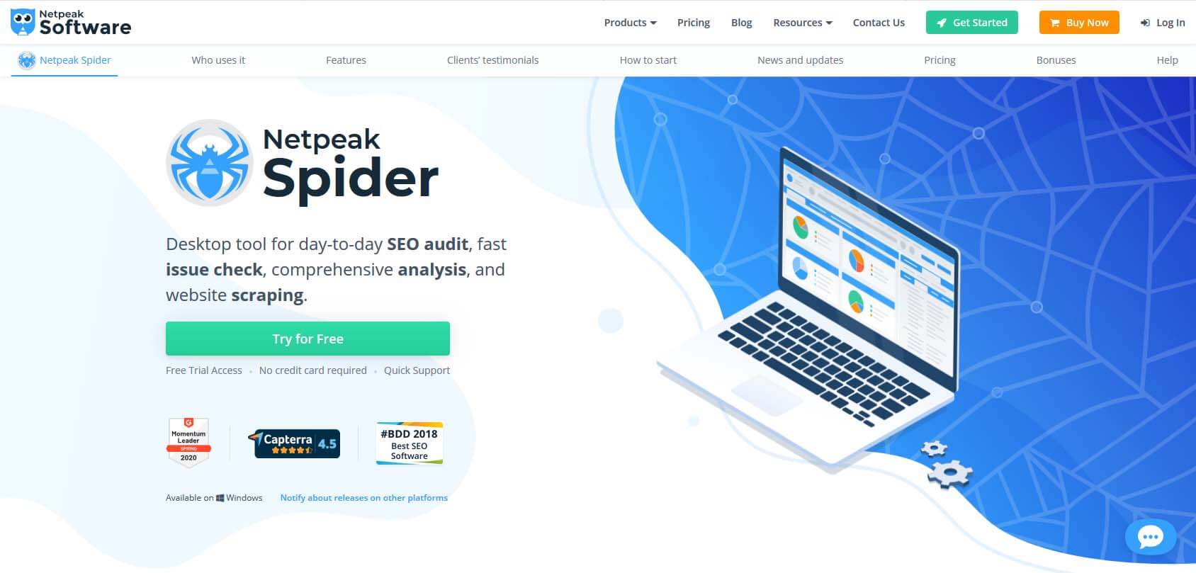 Netpeak Spider homepage