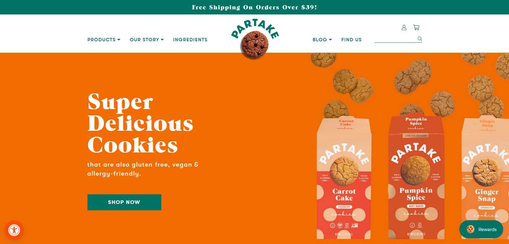 Partake Foods homepage