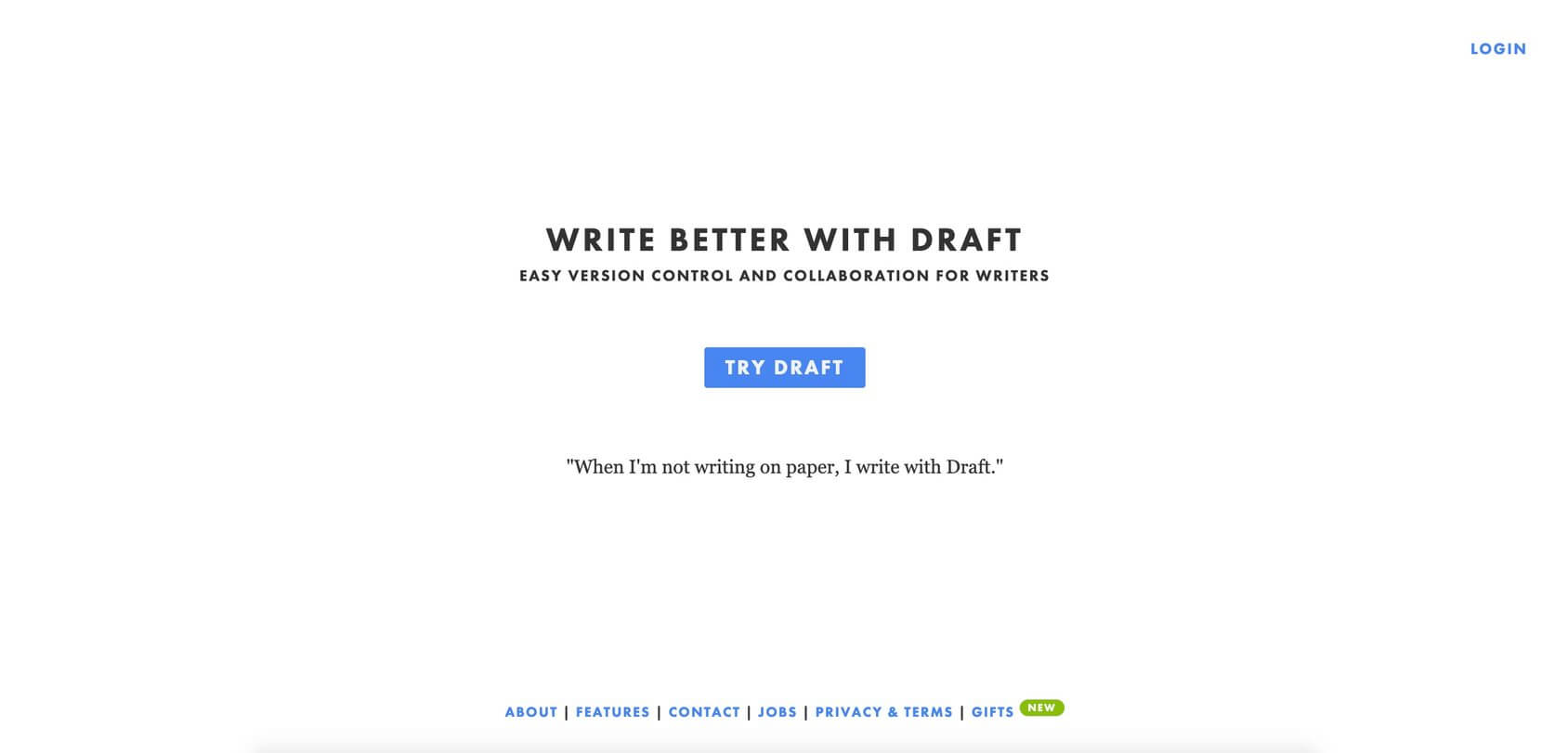 Draftin homepage