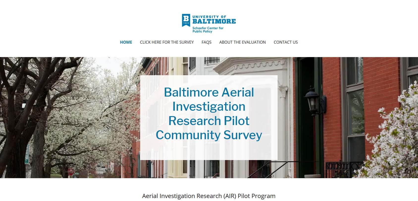 University of Baltimore Schaefer Center for Public Policy Homepage
