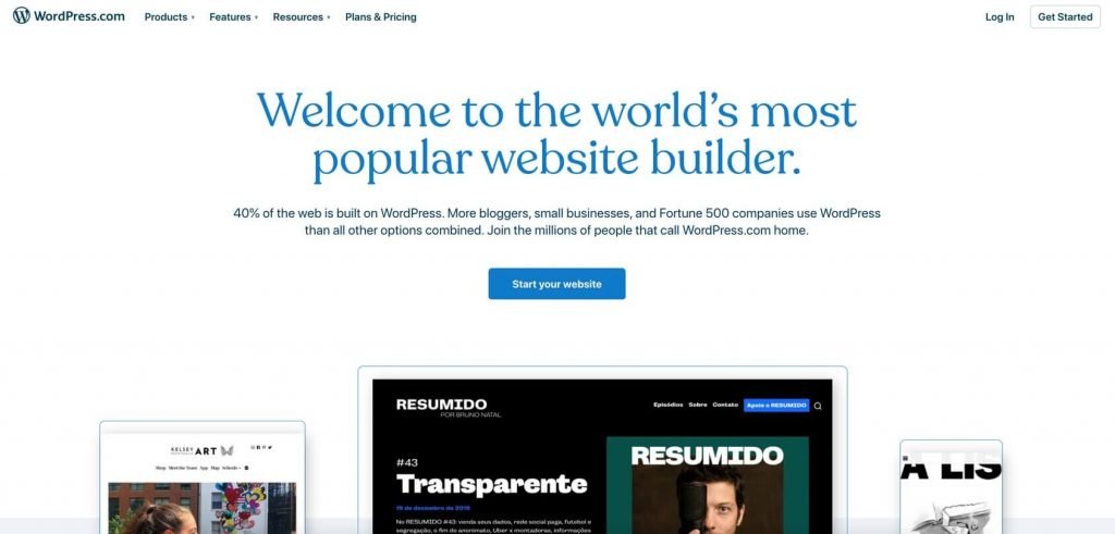 wordpress.com homepage
