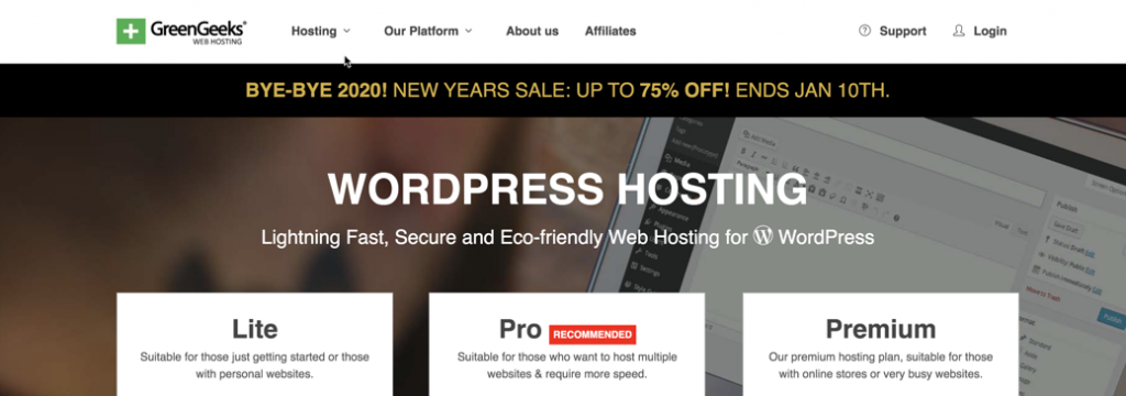 GreenGeeks WordPress hosting