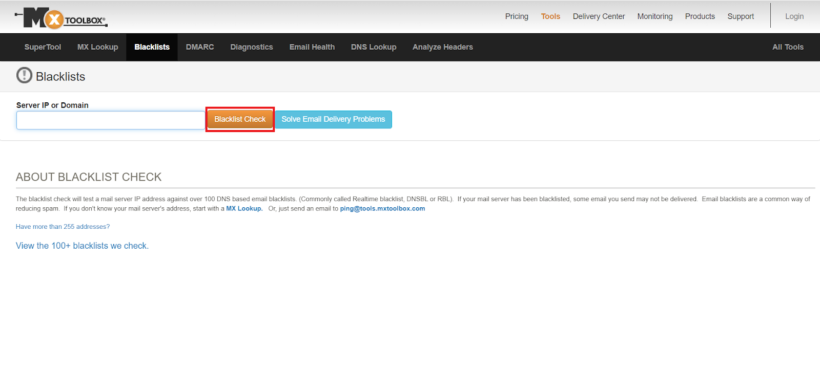 mxtoolbox blacklist check