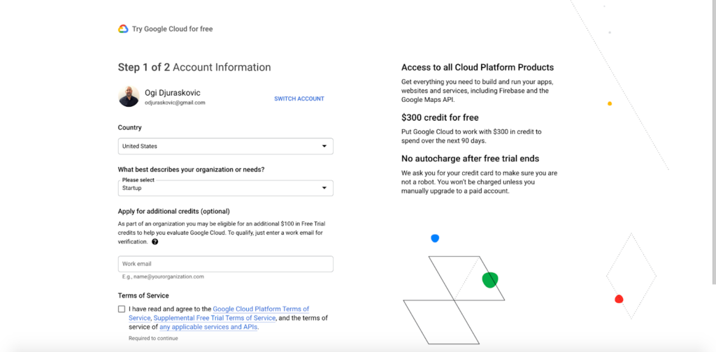 google cloud free trial