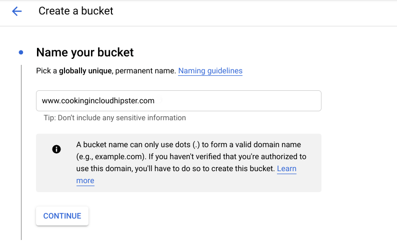 Google Name your bucket