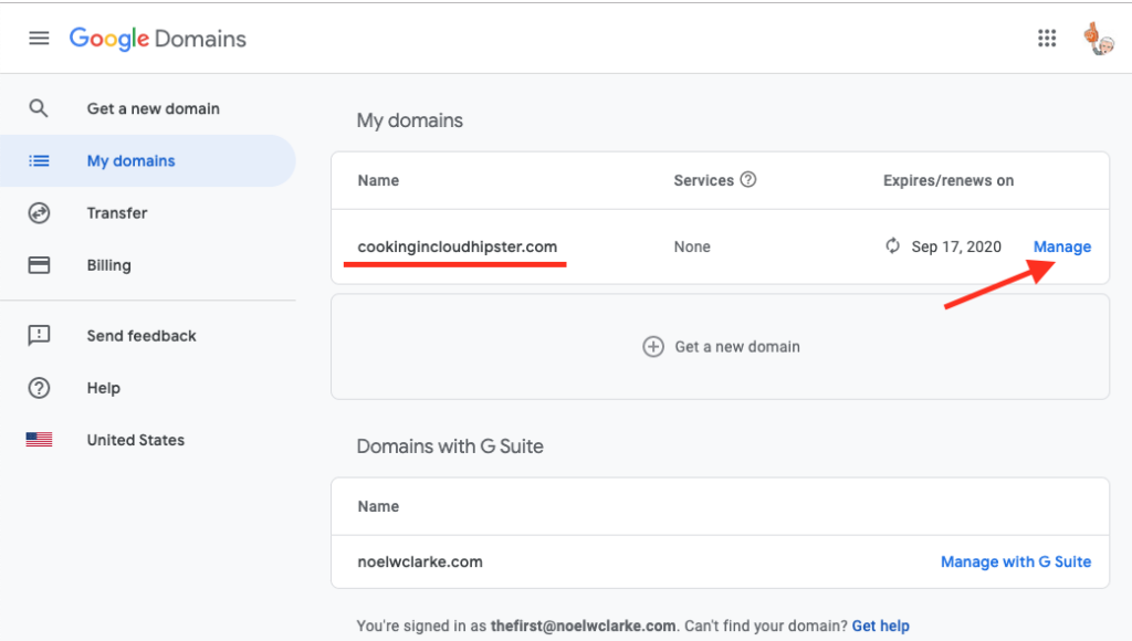 Navigate to Google Domains