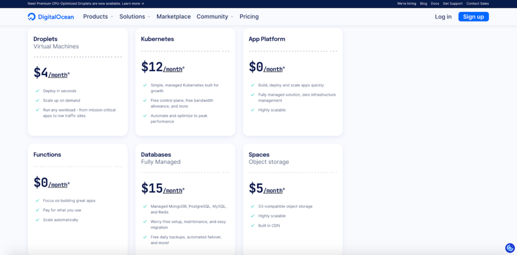 DigitalOcean pricing