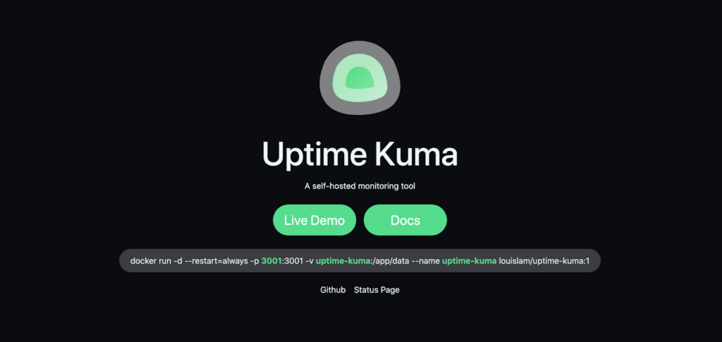 uptime kuma homepage