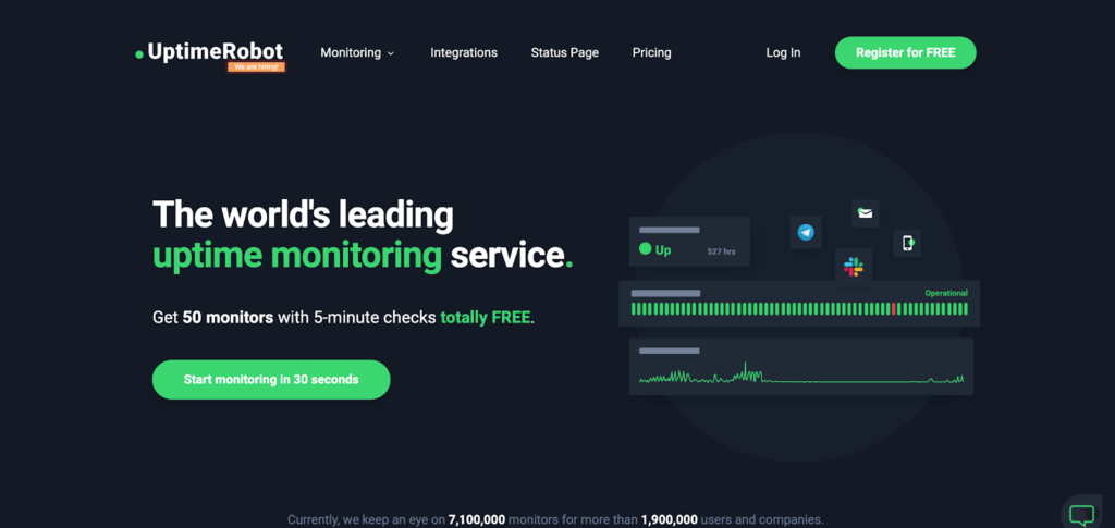 uptime robot homepage